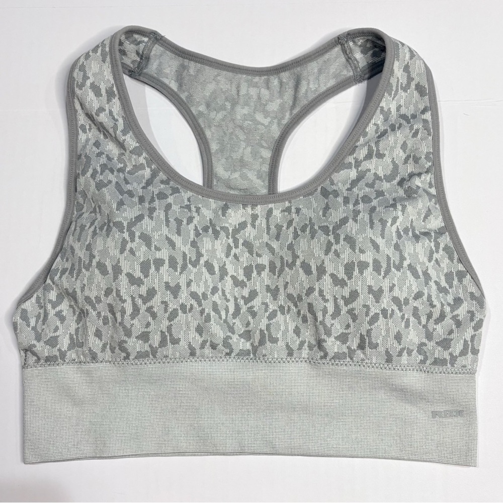 RBX Medium Athletic Sports Bra Seamless Racerback Gray Abstract Print
